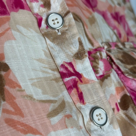 Karen Scott Pink Floral Button Down Shirt with Notched Collar(829) - Picture 7 of 14